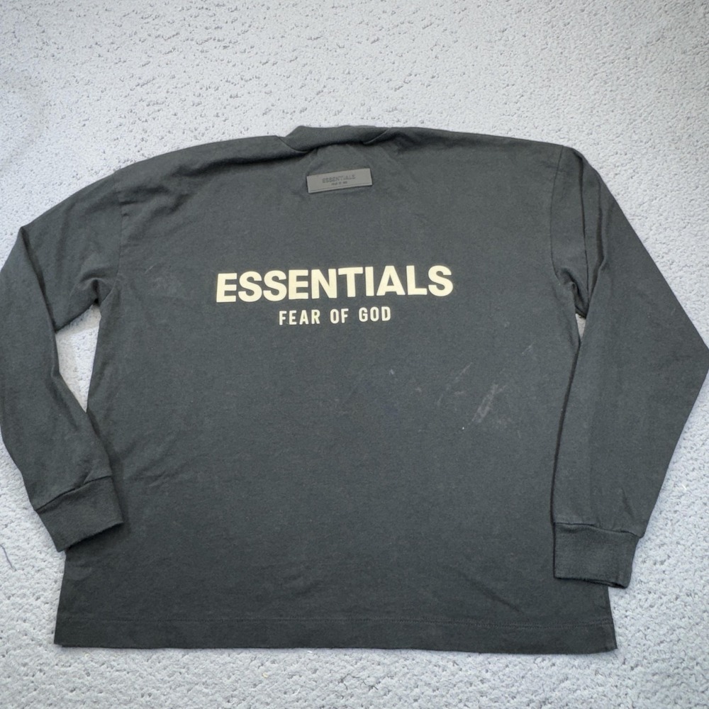 Fear Of God Essentials Shirt Boys 6 7 Black Mock Neck Logo Pullover Fader